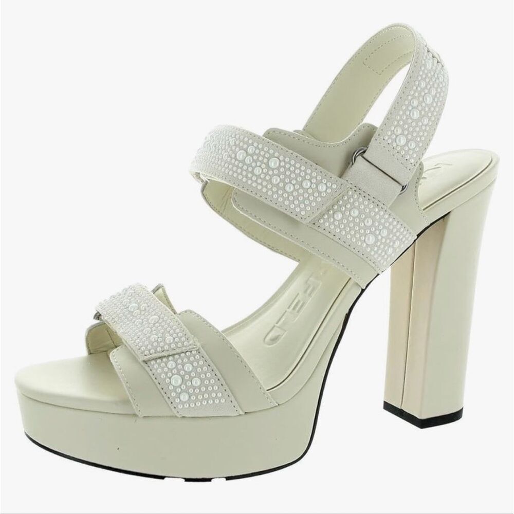 Karl Lagerfeld Womens Alessia Pearl Studs Platform Heel Size 7